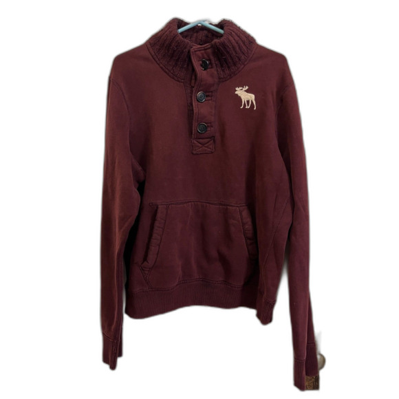 Vintage Abercrombie & Fitch Maroon Varsity Pullover Sweatshirt Top Mens Size XXL - Picture 1 of 10